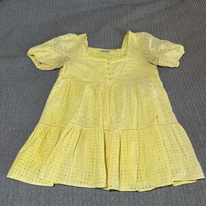 Madewell 100% cotton Yellow Eyelet Sundress  Puff Sleeve size 14, boho, cottage